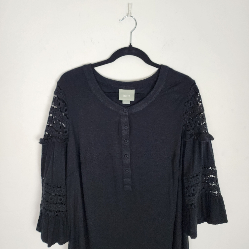 Anthropologie Maeve Top Black Lace Blouse Chic Whimsigoth Peasant Boho Size 2X - Picture 10 of 12